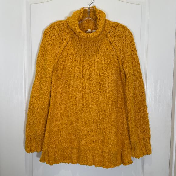 Anthropologie Moth Juliette Sweater Turtleneck Gold Textured Nubby Cotton S - Picture 2 of 5